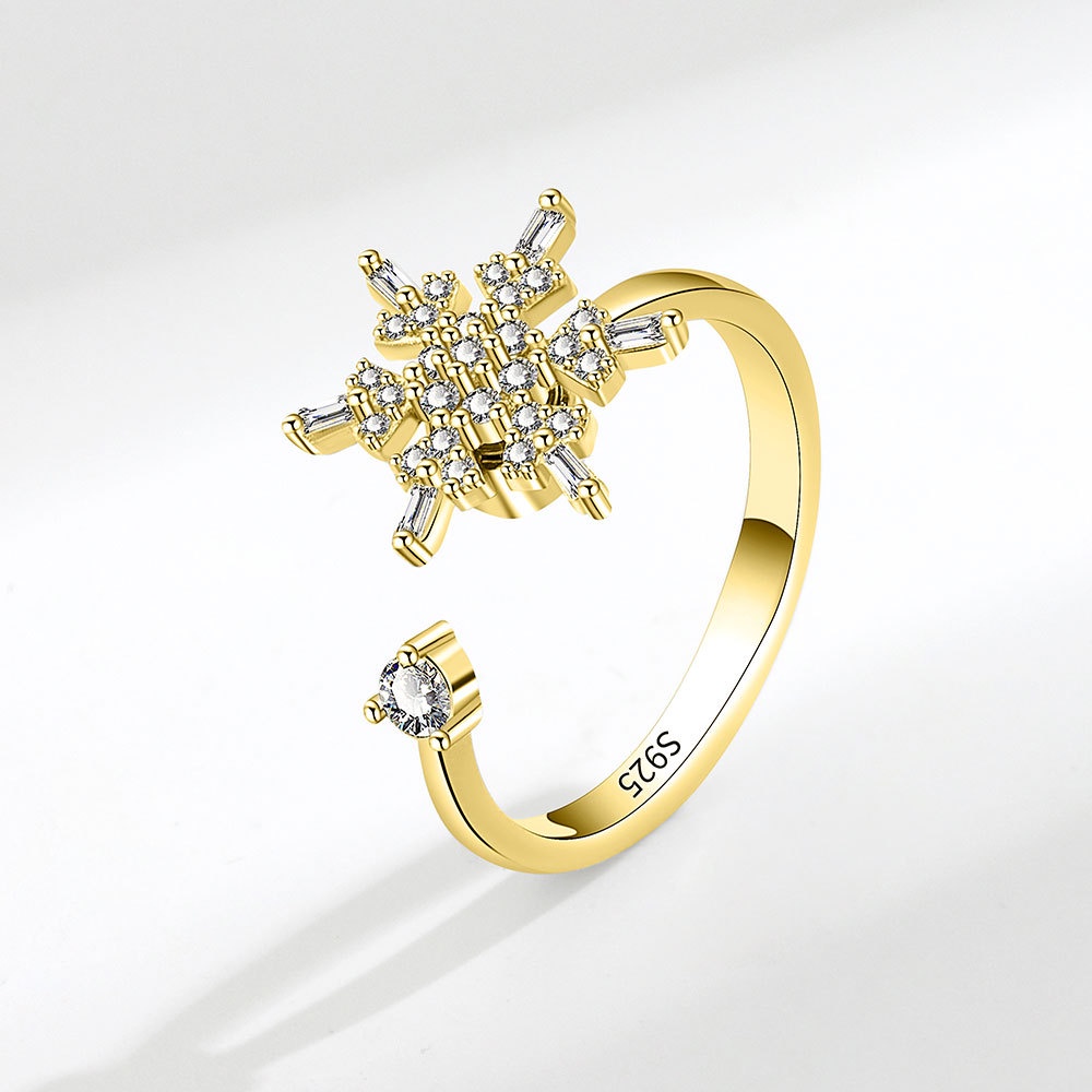 Nhẫn Mạ Bạc Hình Bông Tuyết Có Thể Điều Chỉnh Giảm Căng Thẳng