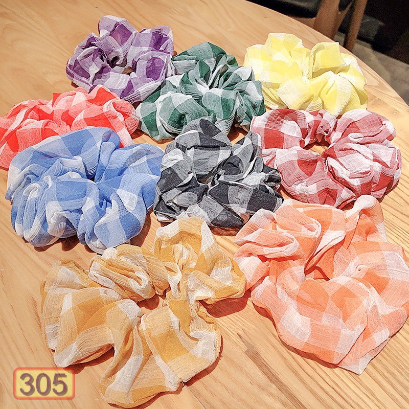 [Mã FAMARAL1 giảm 10K đơn 50K]BUỘC TÓC VẢI SỌC KẺ VUÔNG 305 NHIỀU MÀU HOT TREND