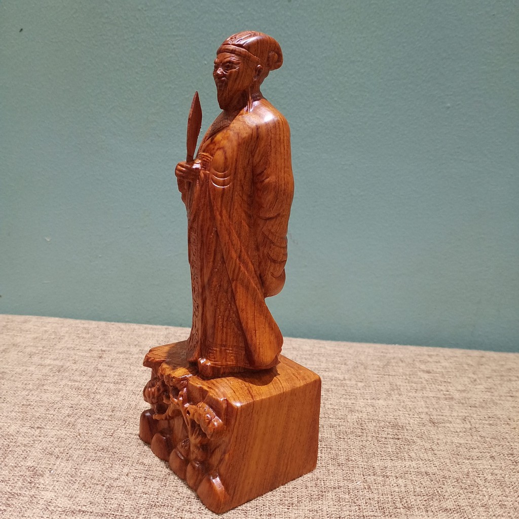 Tượng Khổng Minh (Gia cát lượng) gỗ hương cao 20 cm
