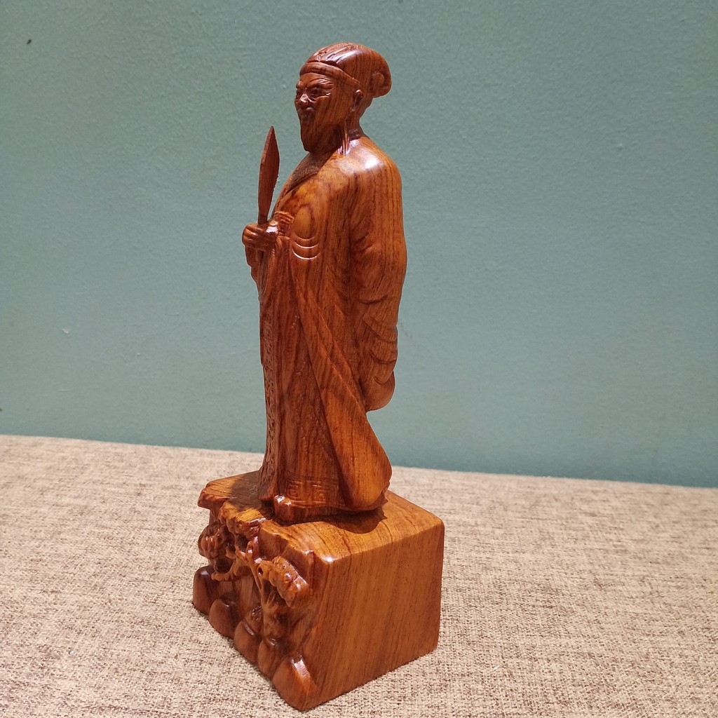 Tượng Khổng Minh  gỗ hương cao 20 cm