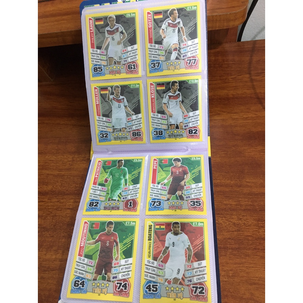 Bộ Sưu Tập 96 Thẻ Cầu Thủ In Album Match Attax 2014 Cúp Thế Giới