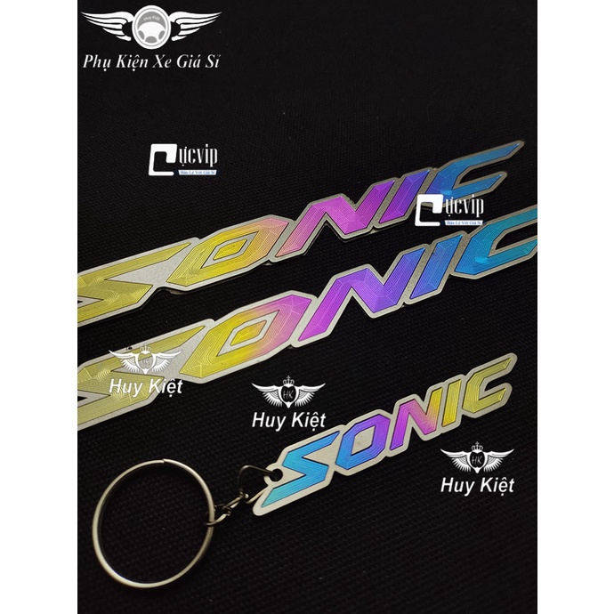 [Giá Siêu Rẻ] Combo Cặp Tem Chữ Sonic Titan Và Móc Khóa Chữ Sonic Titan Cho Xe Sonic 4379