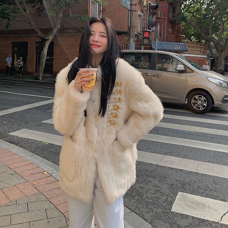 22 Phong Cách Mới!F &amp; X Áo Khoác Cotton Dày Cao Cấp Cổ Đứng Phối Lông Toscana Thời Trang Mùa Đông 2022