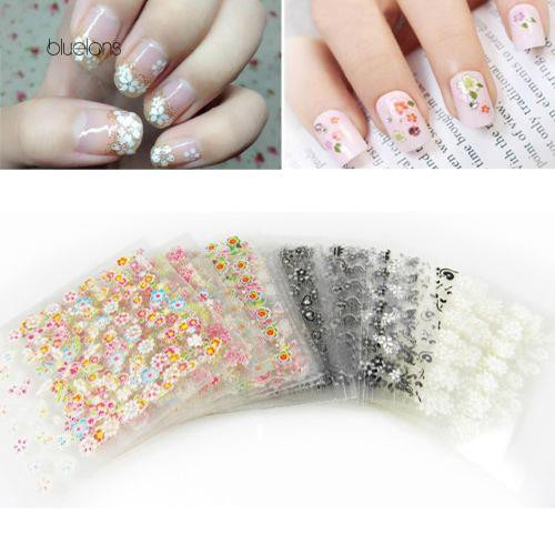 Set 50 Tấm Hình Dán Hoa Và Bướm 3D Dùng Để Trang Trí Móng Nghệ Thuật DIY