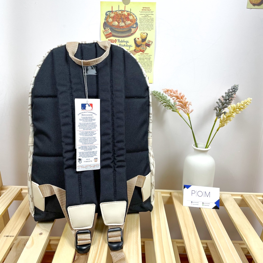 Balo unisex cặp đi học đi chơi nam nữ balo NY Monogram Be - Pom Store