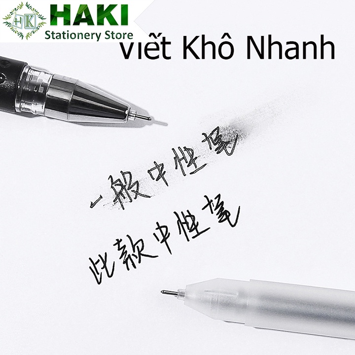 Bút bi nước văn phòng mực gel 0.5mm HAKI mực đều nét chữ đẹp đủ màu xanh đen đỏ B18