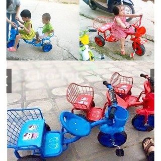 [Freeship] Xe đạp đôi 2 ghế cho bé (xích lô kéo 3 bánh có bàn đạp)