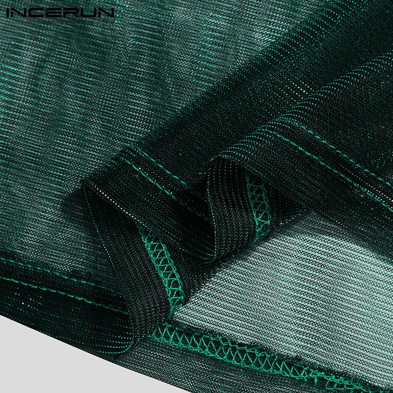 Áo croptop INCERUN sát nách thiết kế xuyên thấu thời trang mùa hè quyến rũ cho nam