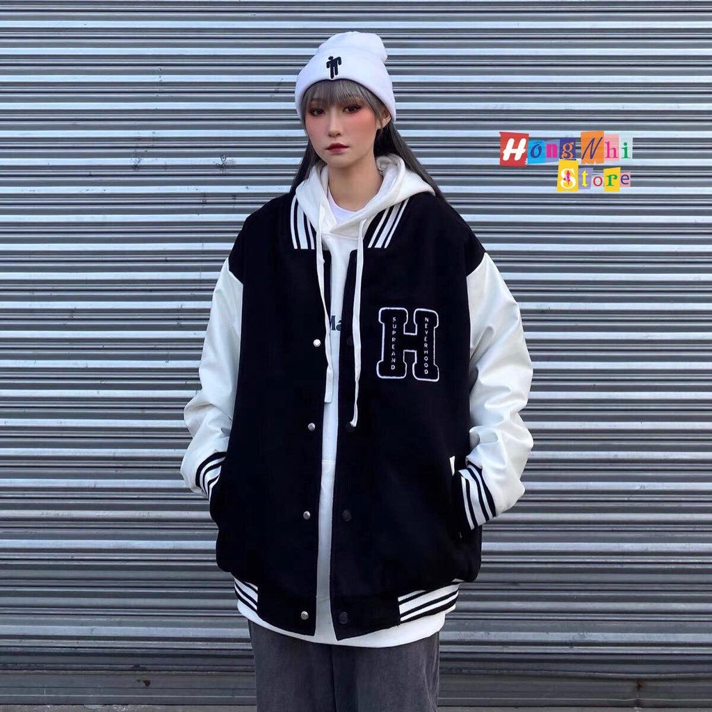 Áo Khoác Bomber Chữ H Supreand Neverhood Ulzzang Unisex Dáng Rộng Nam Nữ - MM