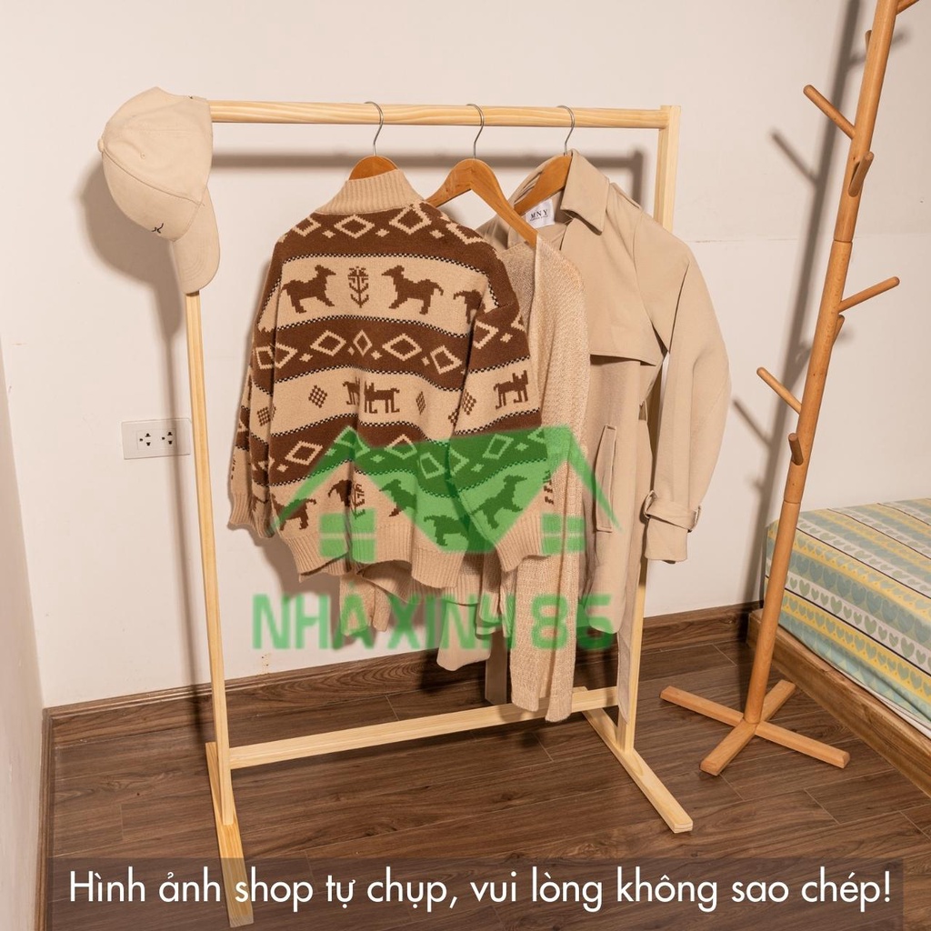 Kệ Treo Quần Áo Gỗ Thanh Đơn Gỗ Thông 1997store_vn – Thanh Đơn Treo Quần Áo - Kích Thước 120x76x34cm – BH 1 năm