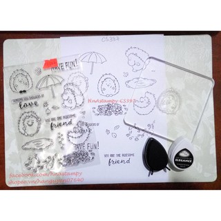 hnastampy CS397 con dấu trong suốt seal clear stamp dùng cho thiệp handmade scrapbook planner bộ Nhím Showers of Love