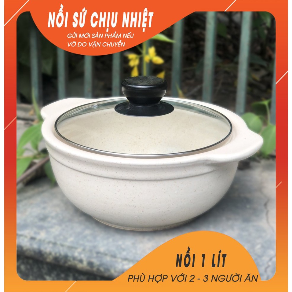 Nồi sứ nắp thủy tinh men trứng NodaCook