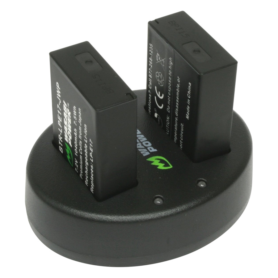 Combo 2 Pin Và Sạc Đôi WASABI LP-E17 dành cho Canon EOS R8 R50 EOS RP 750d 760d Kiss X8L T6s T6i 800D Canon EOS M3