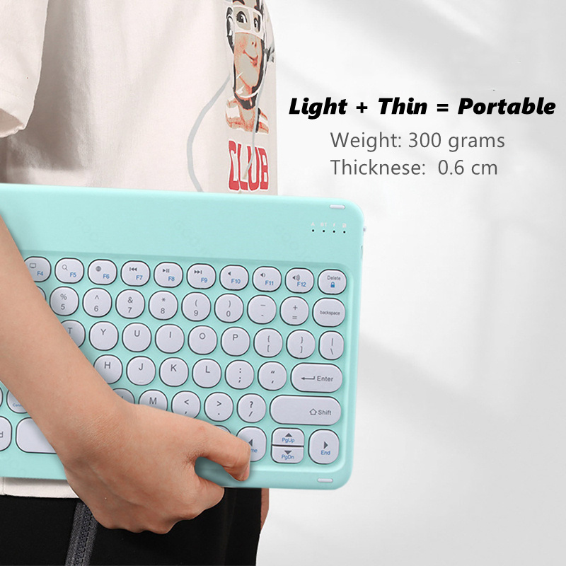 Bàn phím bluetooth không dây 10 inch với nút tròn kèm chuột nhỏ gọn trọng lượng nhẹ cho iPad Laptop Android Huawei | WebRaoVat - webraovat.net.vn