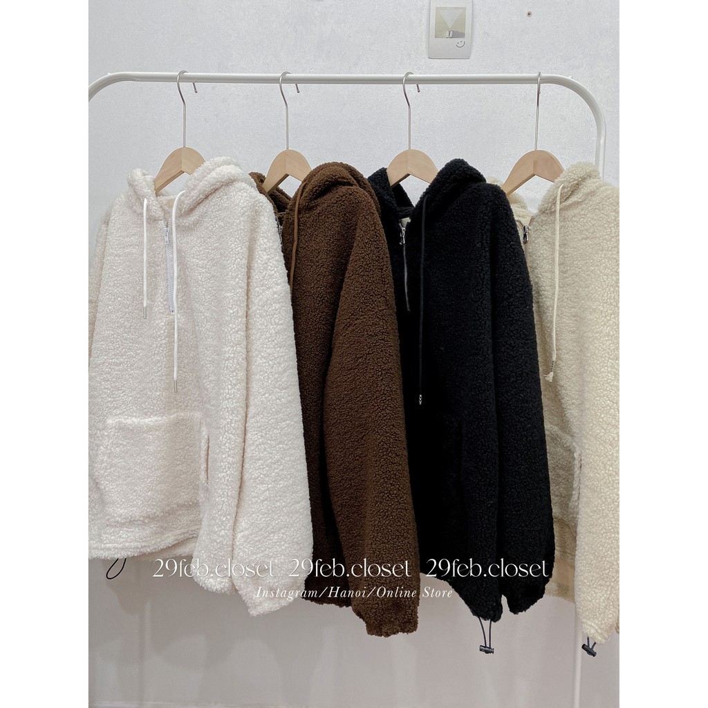 [Ảnh thật/Video] Áo hoodie lông cừu oversize dáng rộng - 29feb.closet | BigBuy360 - bigbuy360.vn