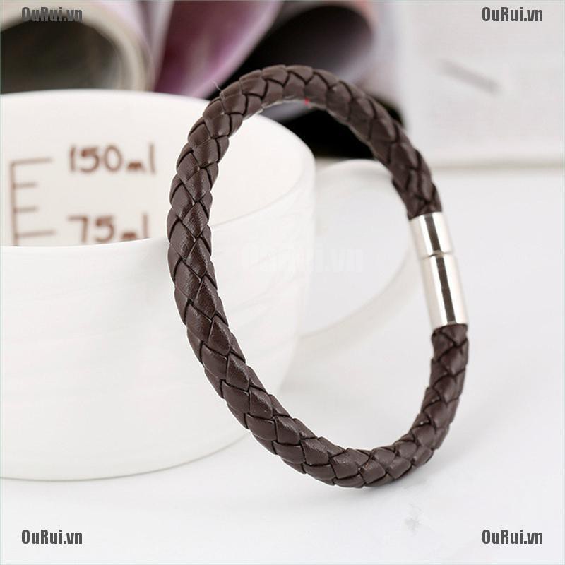 Vòng tay da với móc khóa nam châm cho nam và nữ