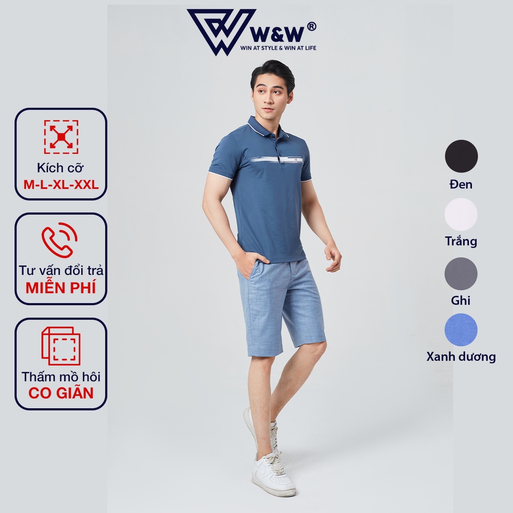 Áo Polo Nam Cộc Tay W&amp;W Dáng Slim Fit Lịch Lãm, Kiểu Dáng Trẻ Trung, Chất Vải Nhẹ Bền Màu Hạn Chế Nhăn Nhàu WPO84S