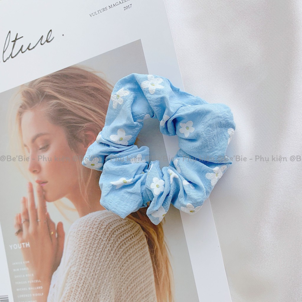 Cột tóc Scruchies vải hoa mận siêu đẹp, Buộc tóc vải hot trend BeBie - BP106