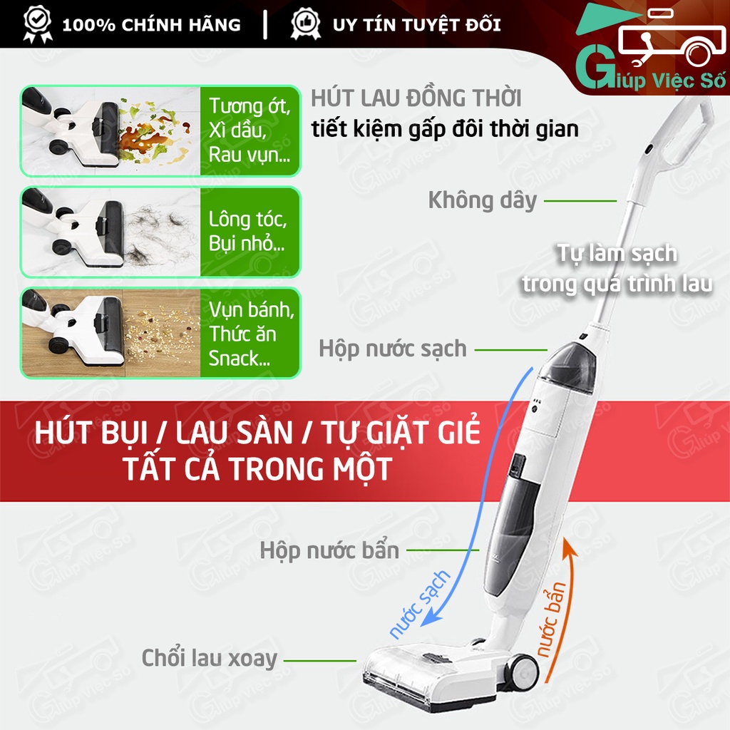 Máy Hút Bụi Khô & Ướt Không Dây TỰ LÀM SẠCH Đa Năng Oley X1 Động Cơ Không Chổi Than - Máy Hút Bụi Lau Nhà Lực Hút 8000Pa