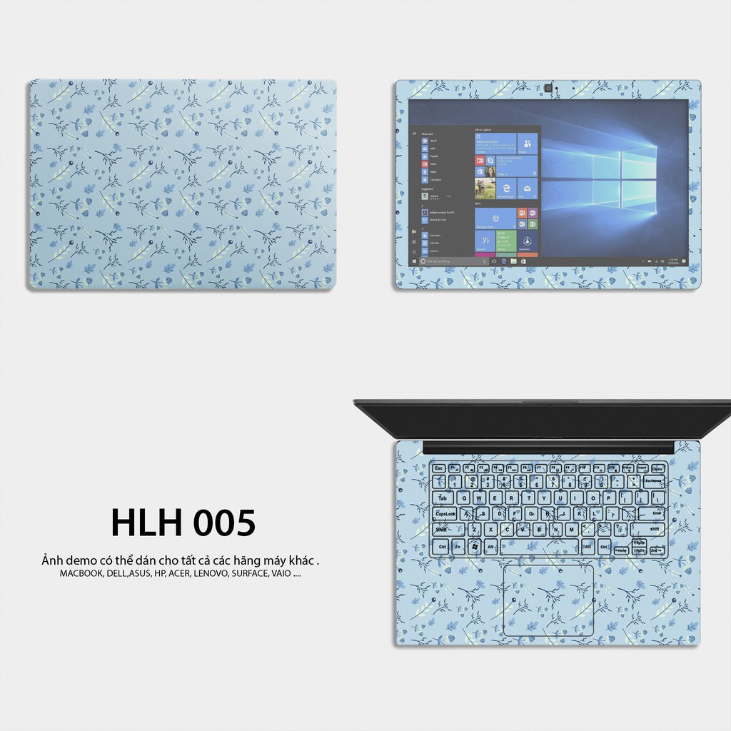 Bộ skin dán laptop mẫu Hoa Nhí / Có mẫu decal dán cho tất cả các hãng máy tính