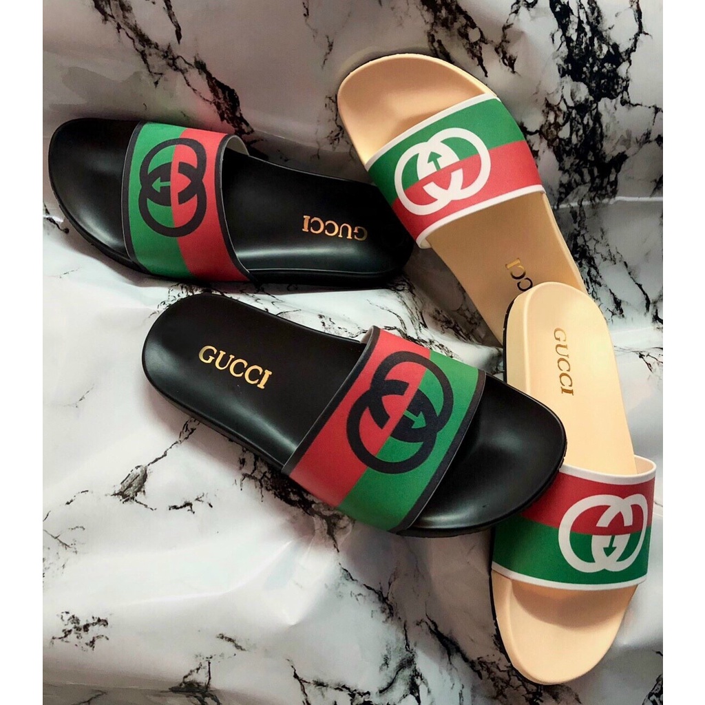Dép Quai Ngang GUCCI Da PU Nam, Nữ,Unisex Quai Xanh+Đỏ Thiết Kế Cao Cấp, Thời Trang, Êm Chân, Bền Đẹp
