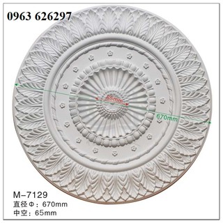 Mâm ốp trần M7129, Hoa ốp trần PU hoa trần nhựa cao cấp nhiều mẫu mã thi công cùng phào PU cao cấp giá rẻ