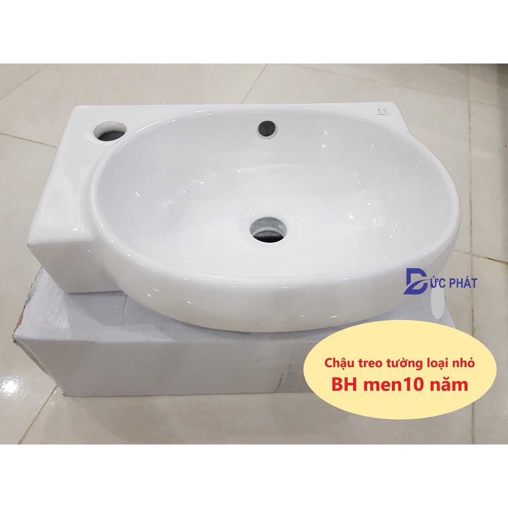 Chậu lavabo sứ, chậu rửa mặt treo tường loại nhỏ cho phòng tắm chật hẹp, men đẹp bảo hành 10 năm