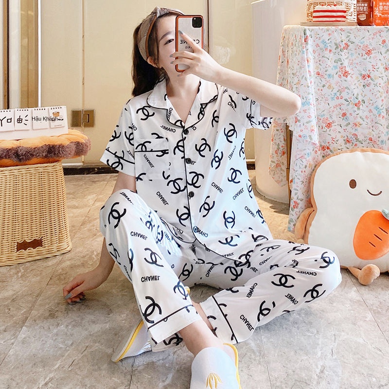 Bộ đồ ngủ nữ ruy băng bộ đồ ngủ mỏng ngọt ngào
