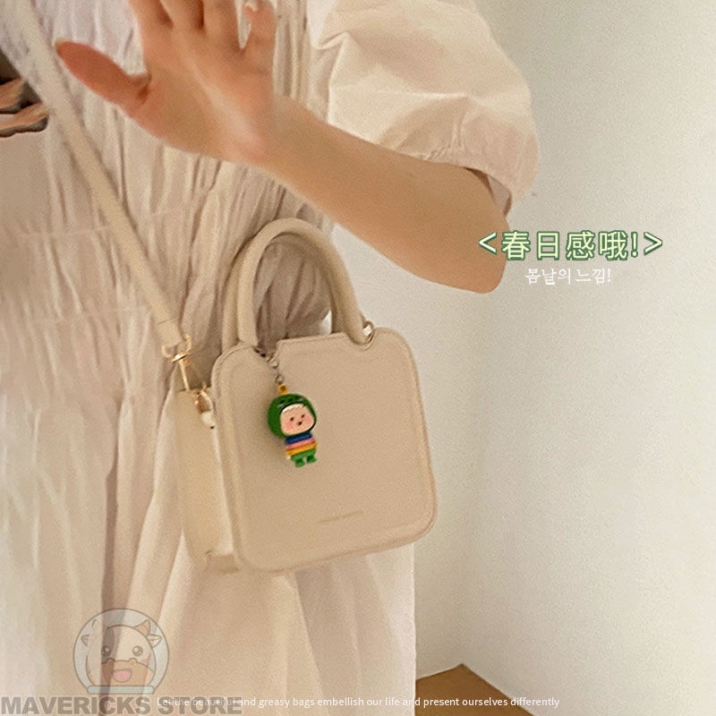 Túi Đeo Chéo Dáng Vuông Nhỏ Cầm Tay Màu Trơn Thời Trang Cho Nữ