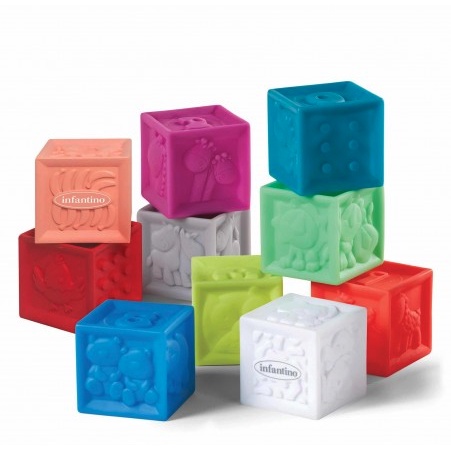 BỘ ĐỒ CHƠI KÍCH THÍCH GIÁC QUAN INFANTINO CHO BÉ – SQUEEZE &amp; STACK BLOCKS