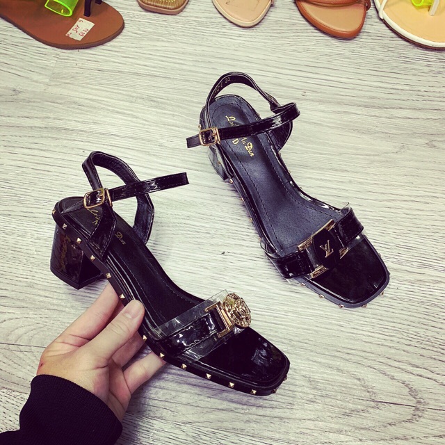 [ Ảnh thật ] Sandal cao gót quai trong