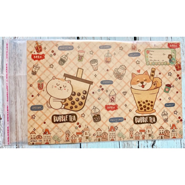 Xấp 10 tờ bao tập tiện lợi 2 trong 1 mẫu thú giấy krap