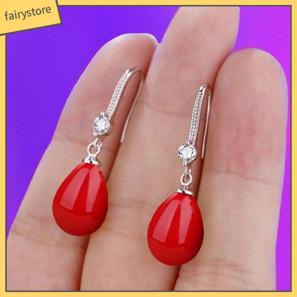 1 Đôi Bông Tai Hình Oval Đính Ngọc Trai Giả Lấp Lánh