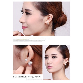 Hoa tai bạc cầu pha lê