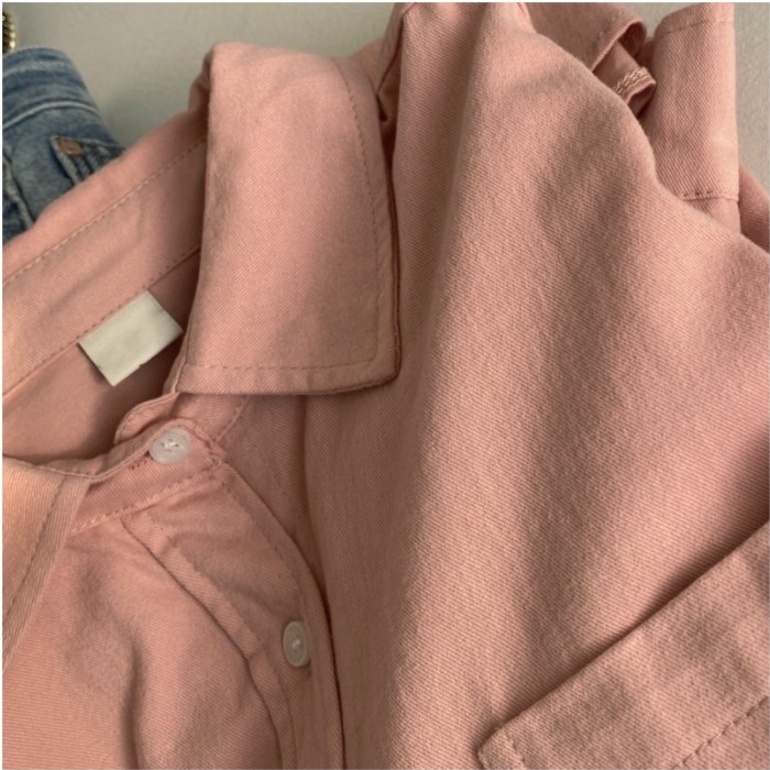 Áo sơ mi ZHELIHANGFEI tay dài dáng rộng phong cách đi học dễ phối đồ thời trang đơn giản cho nữ