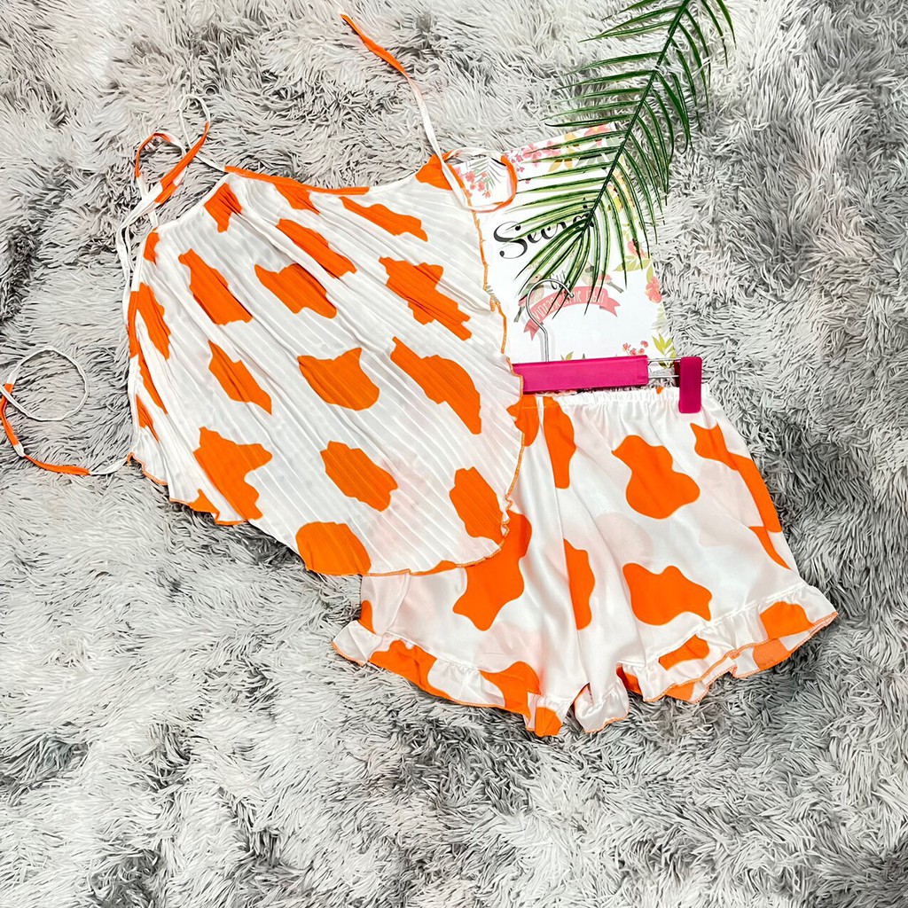 bộ mặc nhà lụa, Bộ yếm sexy, yếm dập ly cột nơ lưng mẫu bò sữa chất lụa latin , yếm ngủ xinh | BigBuy360 - bigbuy360.vn