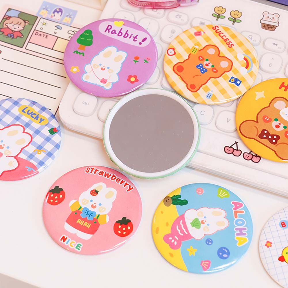 [Hàng mới về] Gương trang điểm mini hình tròn in hoạt hình đáng yêu cho nữ