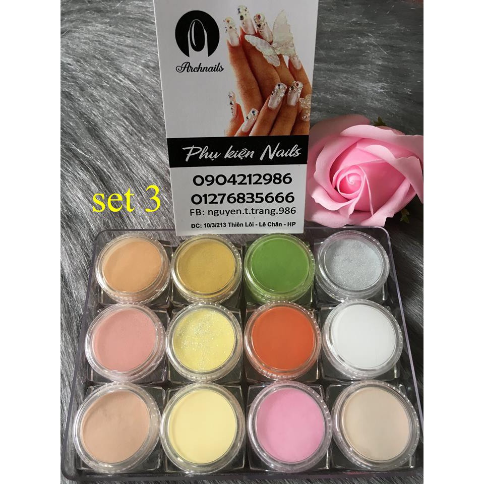 Bột Mỹ 3trong1  làm hoa đắp móng 12 hũ/khay .