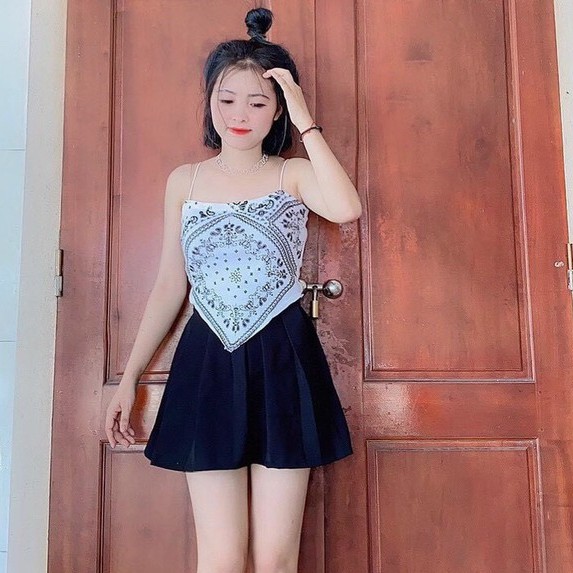 Áo hai dây kiểu yếm nhọn màu thổ cẩm cực xinh , chất thổ cẩm mềm mịn