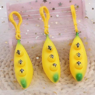 Móc khoá squishy quả chuối bóp ra mặt cười