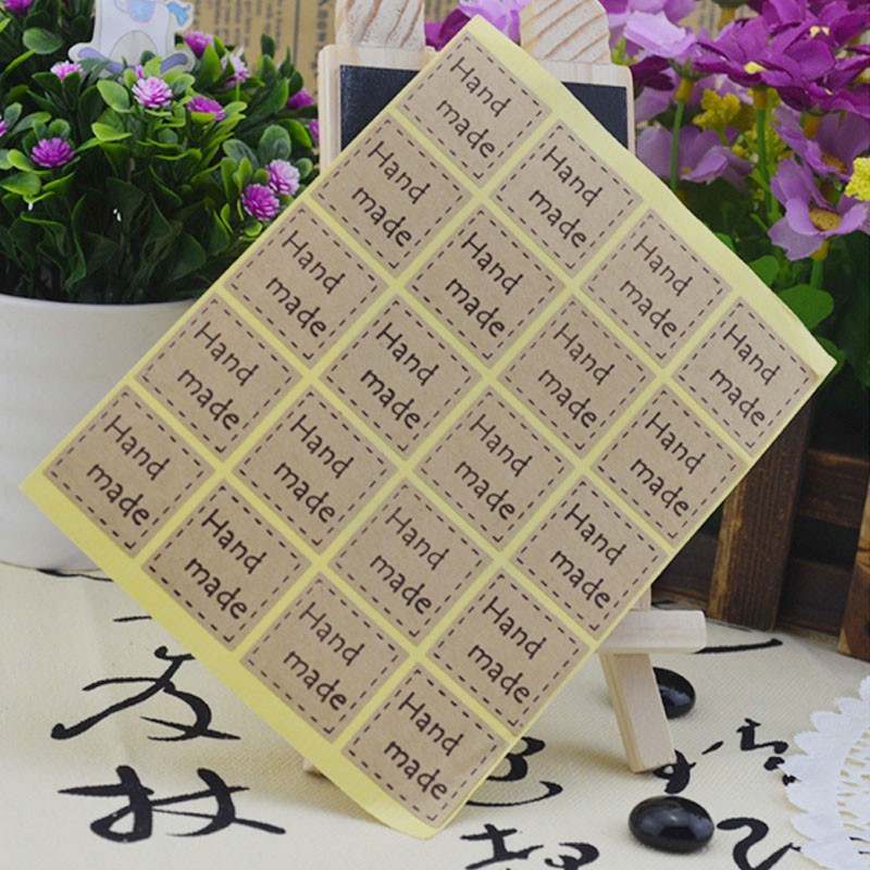 Bộ 100 miếng giấy ghi chữ HANDMADE trang trí vật dụng