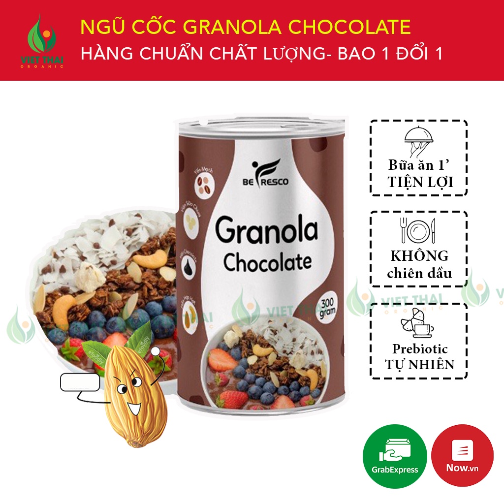 Ngũ Cốc Granola Chocola Ăn Sáng Giảm Cân Mix Sữa Chua Trái Cây Hoa Quả (300G)