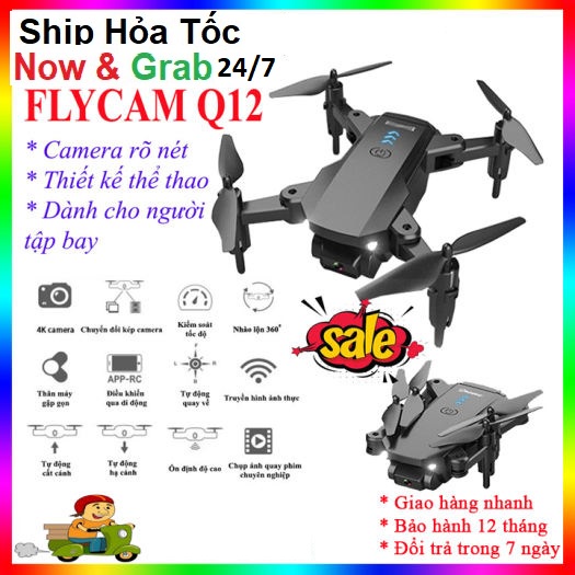 Flycam Drone Camera 4k, Máy Bay Có Camera ⚡️BẢO HÀNH 12 THÁNG⚡️ Flycam drone Q12 điều khiển từ xa quay phim, chụp ảnh