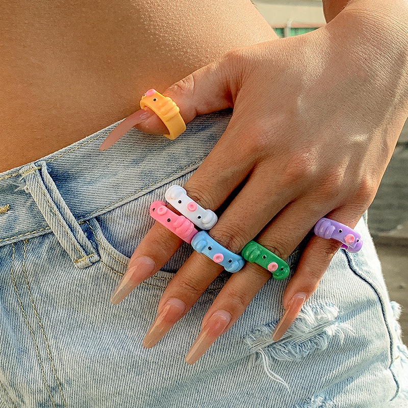 IF ME Nhẫn Hình Bạch Tuộc Nhiều Màu Sắc Dễ Thương Cho Nữ