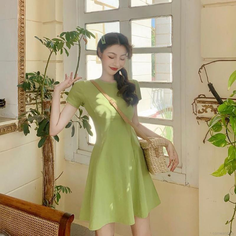 Đầm Tay Ngắn Cổ Tròn Thiết Kế Đơn Giản Hợp Thời Trang | BigBuy360 - bigbuy360.vn