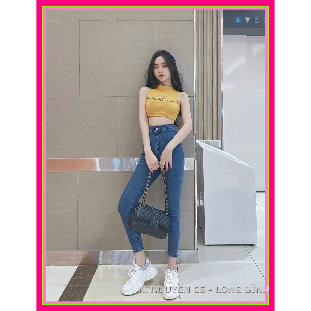 quần jean xanh xước nữ chất jean co giãn tốt 34124