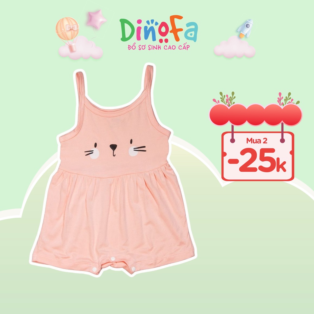Bộ jumpsuit hai dây bé gái 3 - 12 tháng, Body hai dây liền thân 100% cotton cực kỳ thoáng mát