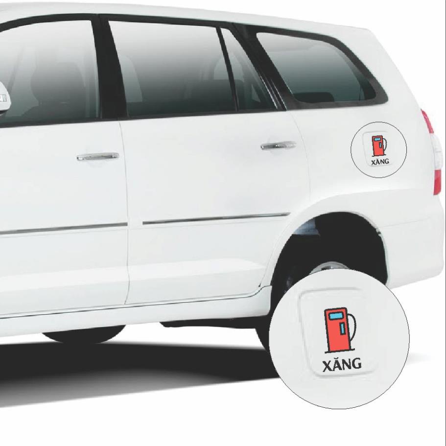 Decal xe dán nắp bình xăng, dầu, diesel icon trang trí xe, miếng dán phân biệt xăng dầu