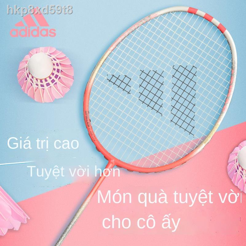 ♞▤adidas Vợt cầu lông chính hãng hàng đầu cửa nữ màu hồng sợi carbon đơn siêu nhẹ và bền
