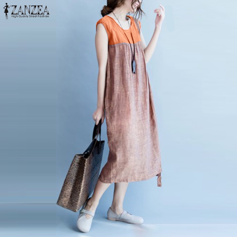 ZANZEA Đầm sát nách Form rộng thời trang cá tính dành cho nữ size lớn | BigBuy360 - bigbuy360.vn